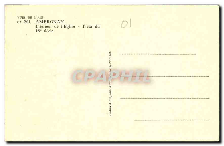 CPA Vues de L'Ain Ambronay Interieur de l'Eglise  — Rückseite