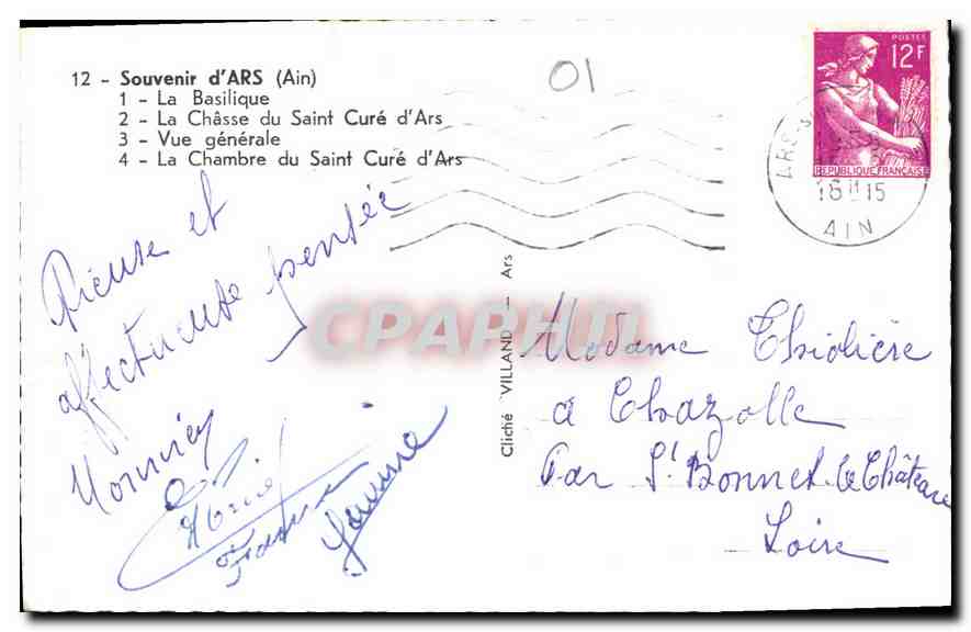 Saint-Cure-d'Ars — Souvenir d'Ars (Ain) — Gliché Villand — Back