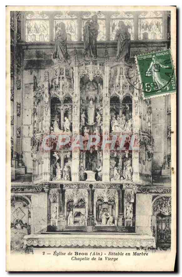 Kirche von Brou (Ain) — Marmorretabel der Jungfrau — Verleger P. F. Pérard
