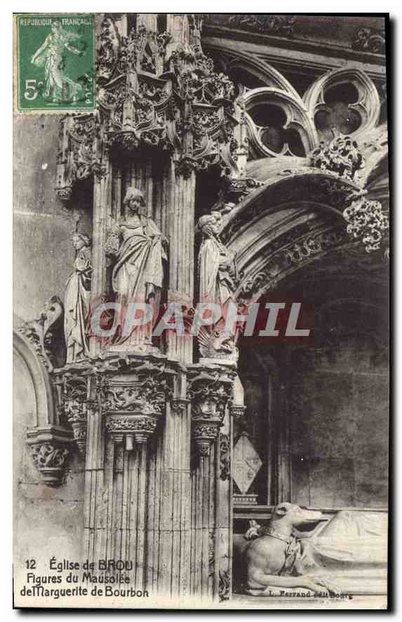 Église de Brou — Figures du Mausolée de Marguerite de Bourbon — L. Perrand, éditeur