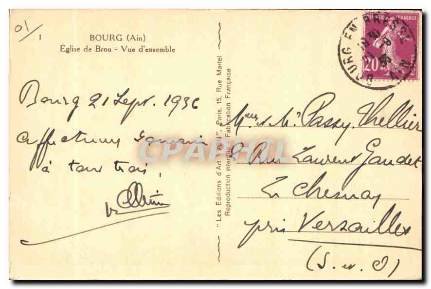 Bourg (Ain) — Chiesa di Brou — Vista generale — Edizioni d'Arte Véron, Rue Française — Verso