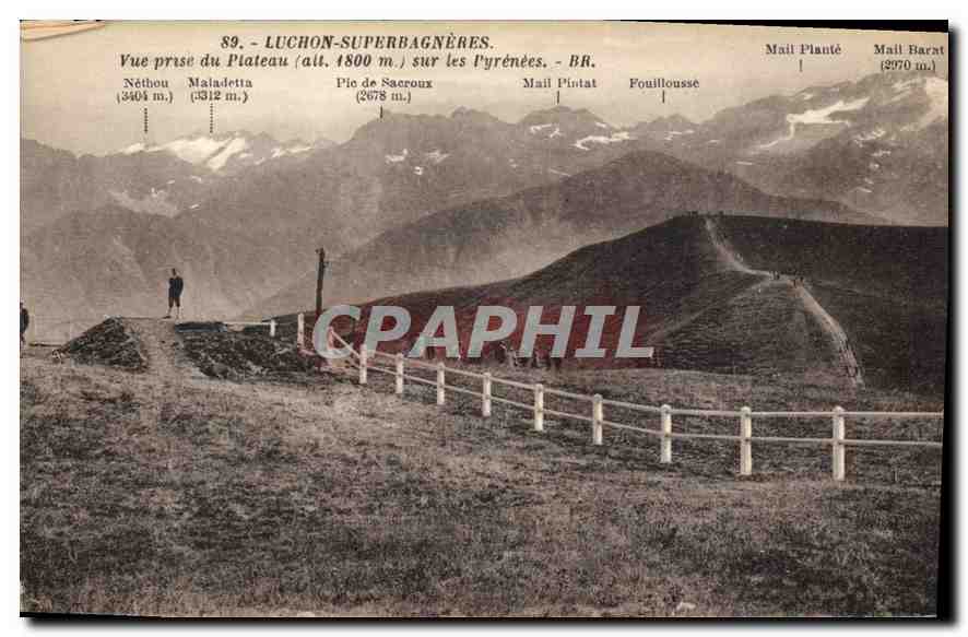 CPA Luchon Superbagneres vue prise du Plateau sur les Pyrenees 