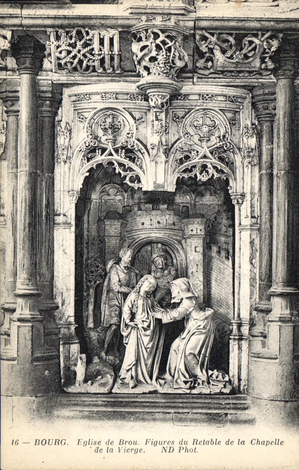 CPA Bourg Eglise de Brou Figures du Retable de la Chapelle de la Virge 