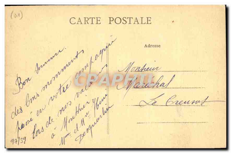 CPA Environs d'Oyonnax Confluent de l'Ain et de la Bienne et les Monts Jura  — Rückseite