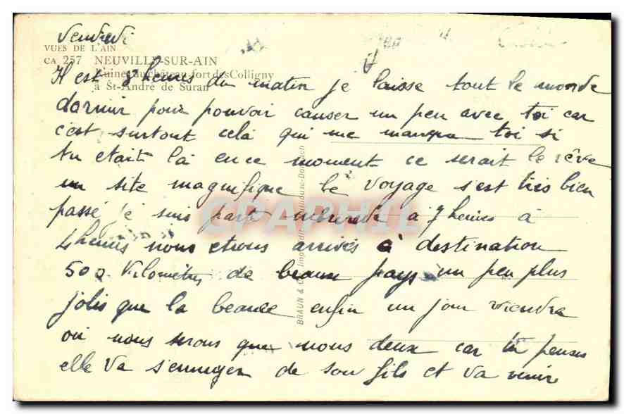 Ruines du château de Colligny — Vues de l'Ain — éditeur Braun & Cie — Rückseite