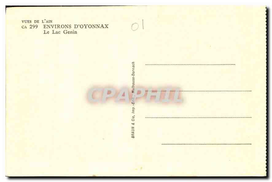 CPA Environs d'Oyonnax Le Lac Genin  — Rückseite