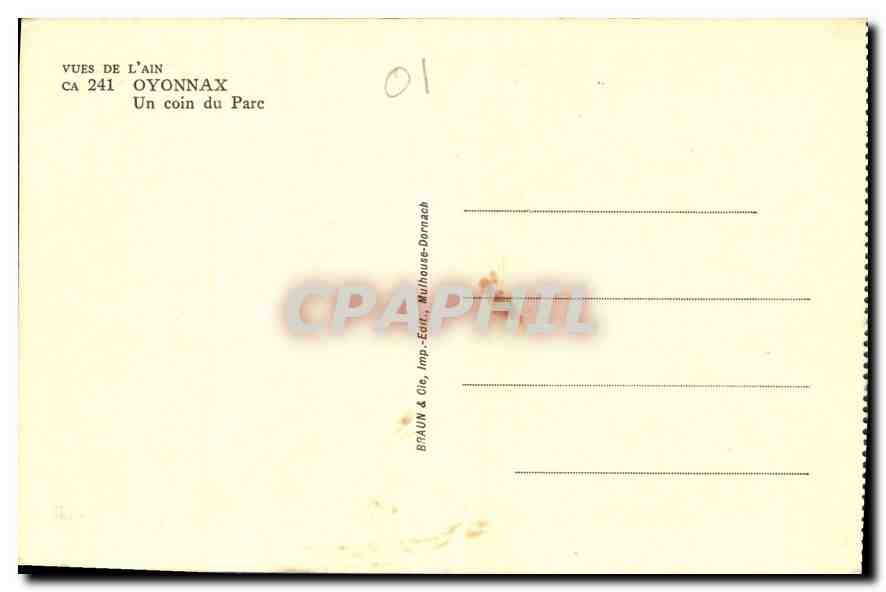 CPA Oyonnax Un coin du Parc  — Rückseite