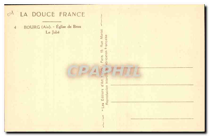 Kirche von Brou — Der Chorvorhang — Verlag: Les Éditions d'Art Français, Paris — Rückseite
