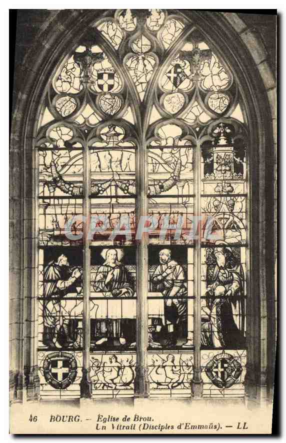 Bourg - Église de Brou. Un Vitrail (Disciples d'Emmaüs). - LL