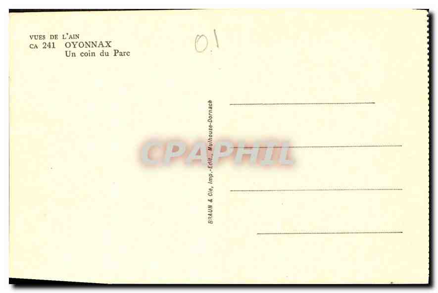 CPA Vues de L'Ain Oyonnax Un coin du Parc  — Rückseite