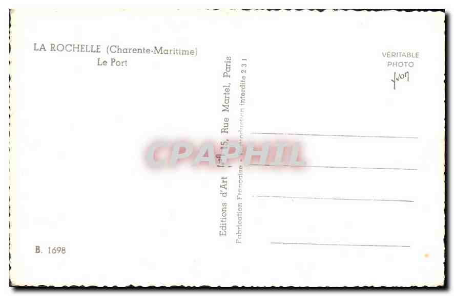 CPA La Rochelle Charente Maritime Le Port  — Verso