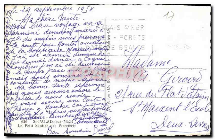 CPA St Palais sur Mer Le Petit Sentier des Pierrieres  — Back