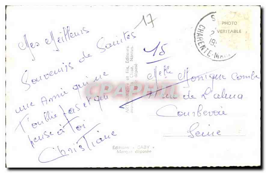 CPA Saintes Charente Maritimes  — Rückseite