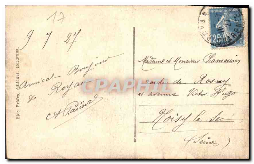 CPA Royan Cote d'Argent vue generale de la Grande Conche  — Rückseite