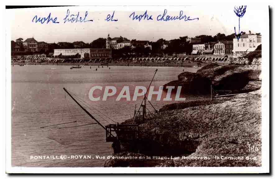 CPA Pontaillac Royan vue d'ensemble de la Plage les Rochers de la Corniche Sud 