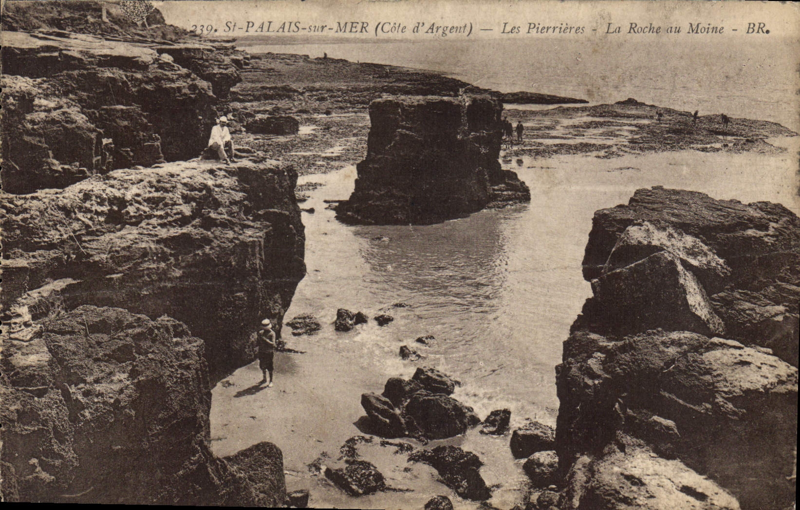 Antike Ansichtskarte St Palais sur Mer Cote d'Argent les Pierrieres la Roche au Moine