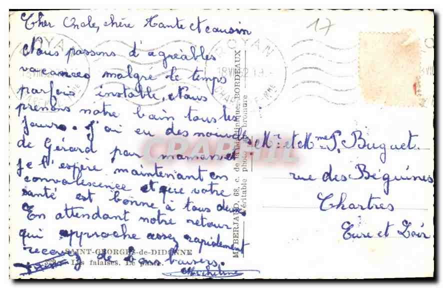 CPA Saint Georges de Didonne les falaises Phare — Back