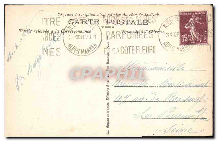 CPA Nice Le Jardin Albert Ier La Jetee Promenade  — Rückseite