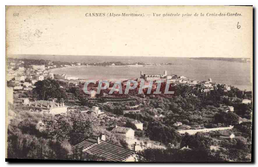 CPA Cannes Alpes Maritimes vue generale prise de la Croix des Gardes 