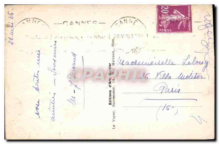 CPA Cannes vue generale prise de la Croisette  — Rückseite