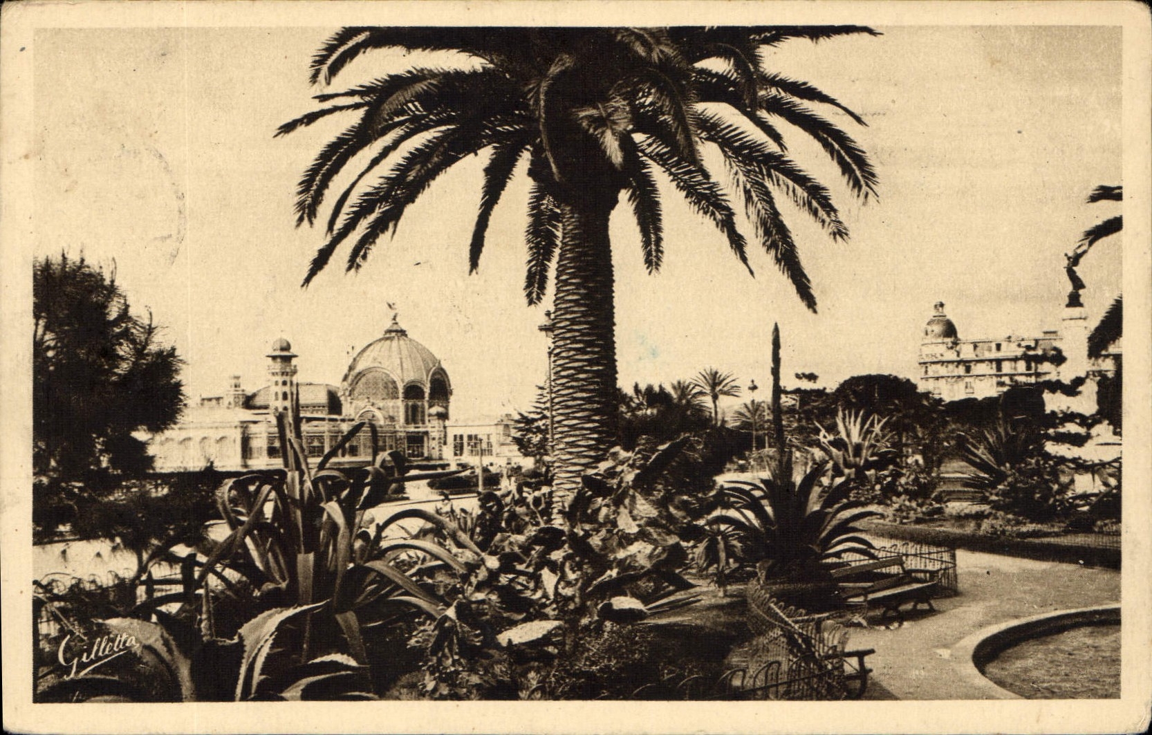 CPA Cote d'Azur Artistique Nice Un coin des jardins 