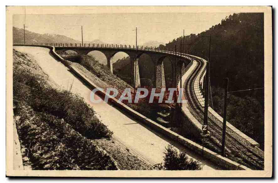 CPA La Douce France Cote d'Azur Environs de Nice Ligne du tram de Sospel a Menton viaduc du Caramel 