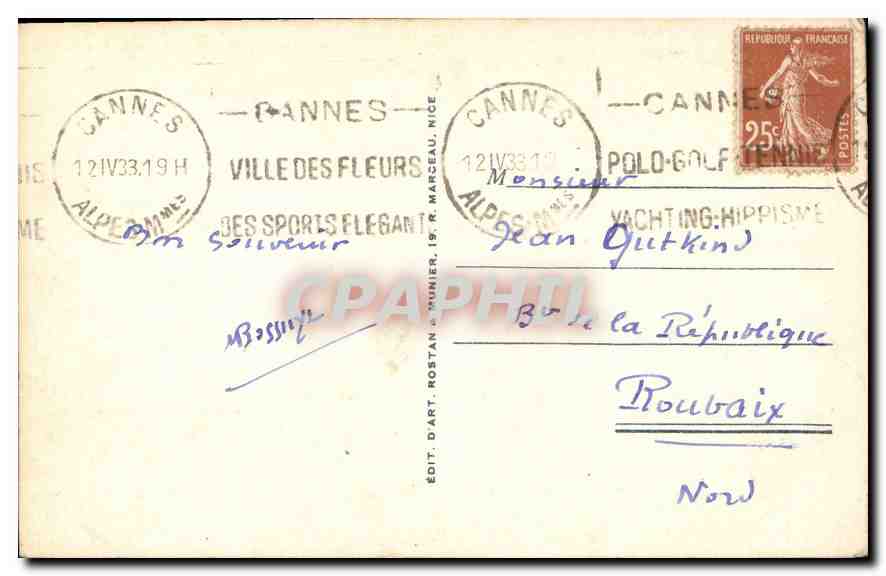 CANNES - Vue générale prise du Mont Chevalier - La Jetée Édouard VII. RM — Achterkant