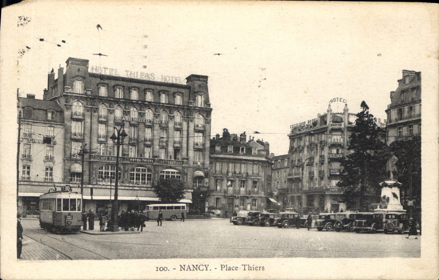 NANCY - Place Thiers — Hôtel Thiers et Hôtel Excelsior — éditeur Imp. Royer, Paris, n° 100