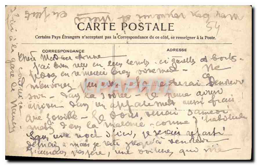 CPA Nancy Palais du Gouvernement construit en 1760 est actuellement habite par e General Commandant  — Rückseite