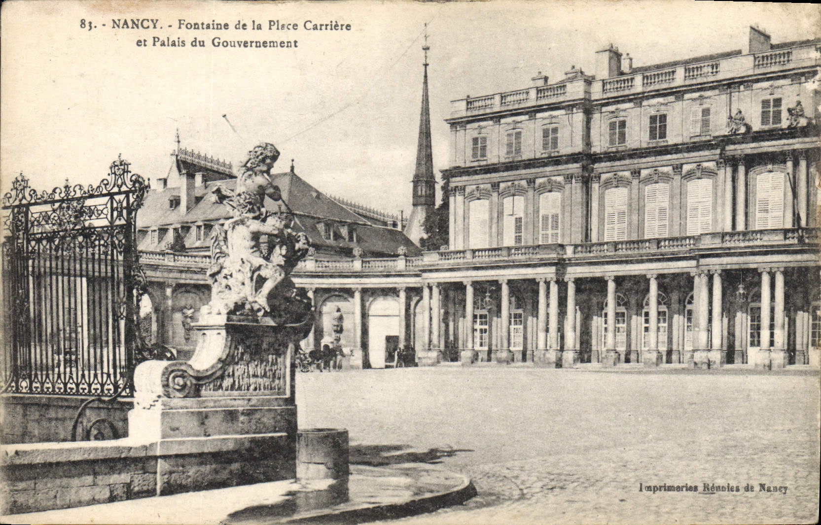 CPA Nancy Fontaine de la Place Carriere et Palais du Gouvernement 