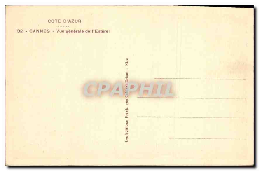 CPA Cote d'Azur Cannes Vue generale de l'Esterel  — Verso