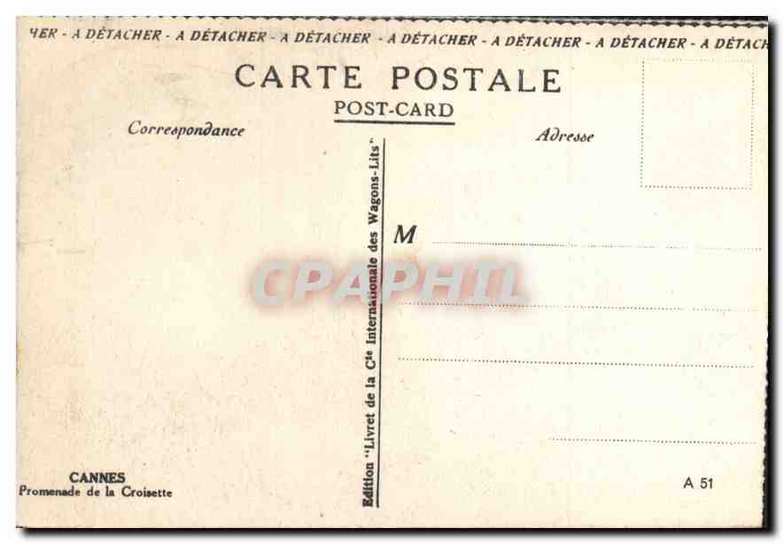 CPA Cannes promenade de la Croisette  — Verso