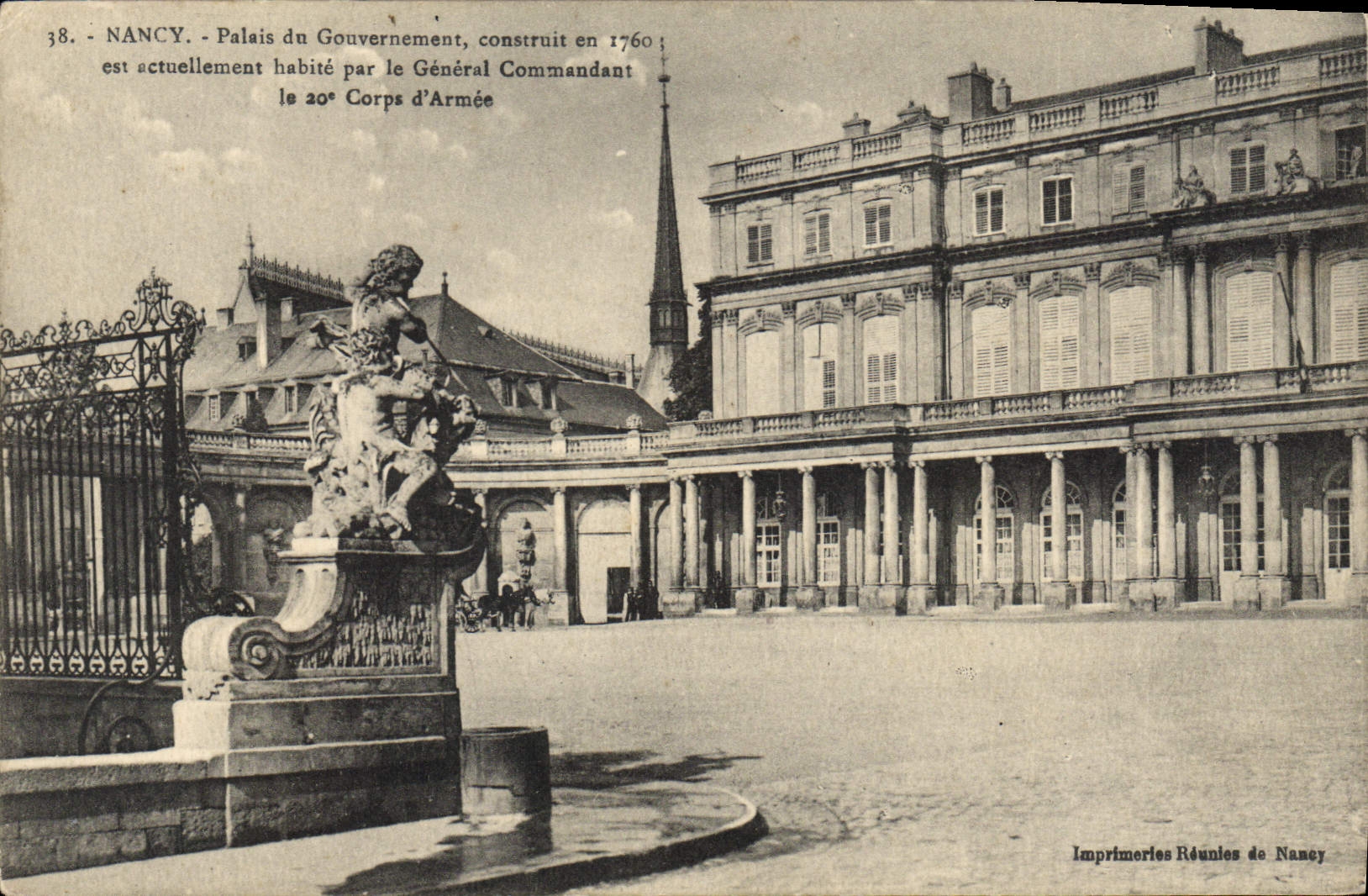 Nancy - Palais du Gouvernement, construit en 1760 — Imprimeries Réunies de Nancy, n°38