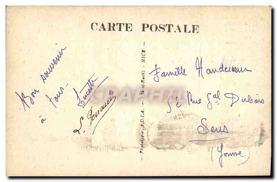 CPA Nice A M Le Mont Boron et l'entree du Port vue prise du Chateau  — Rückseite