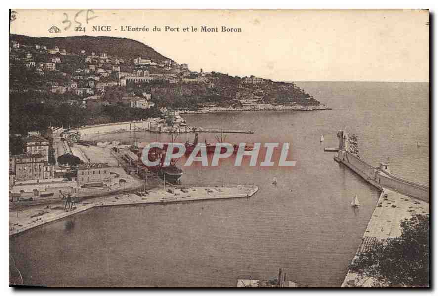 CPA Nice L'Entree du Port et le Mont Boron 