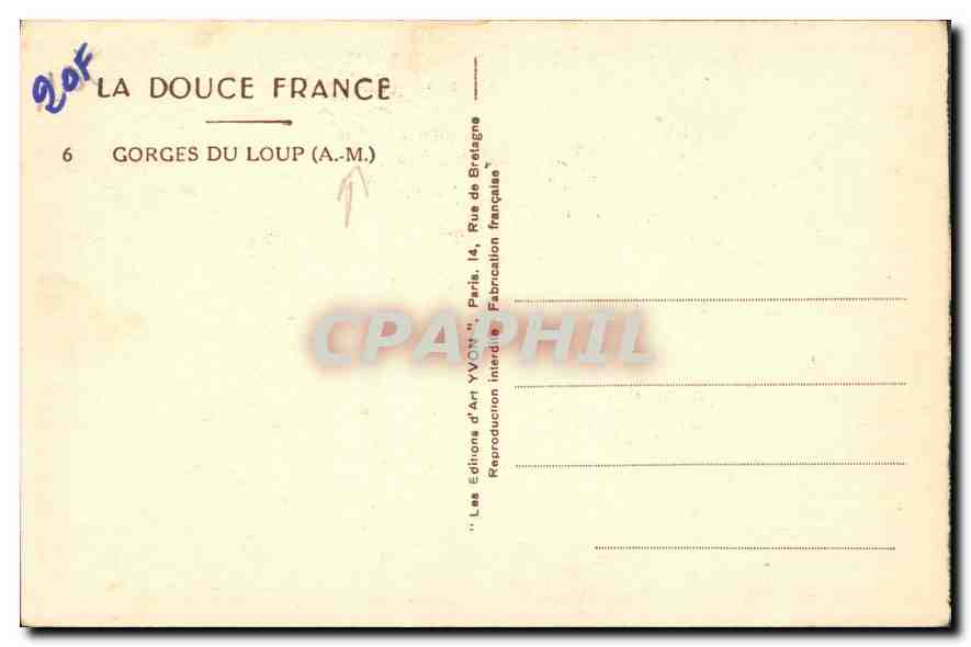 CPA La Douce France Gorges du Loup  — Rückseite