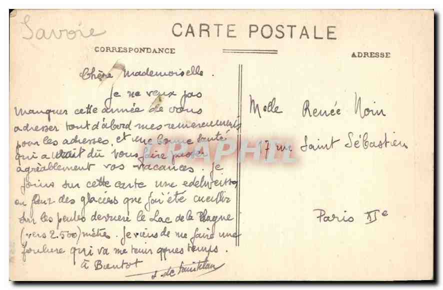 Le Lac de la Plagne et le Mont Pourri — Les Platières — Éditeur : St-Maurice — Rückseite