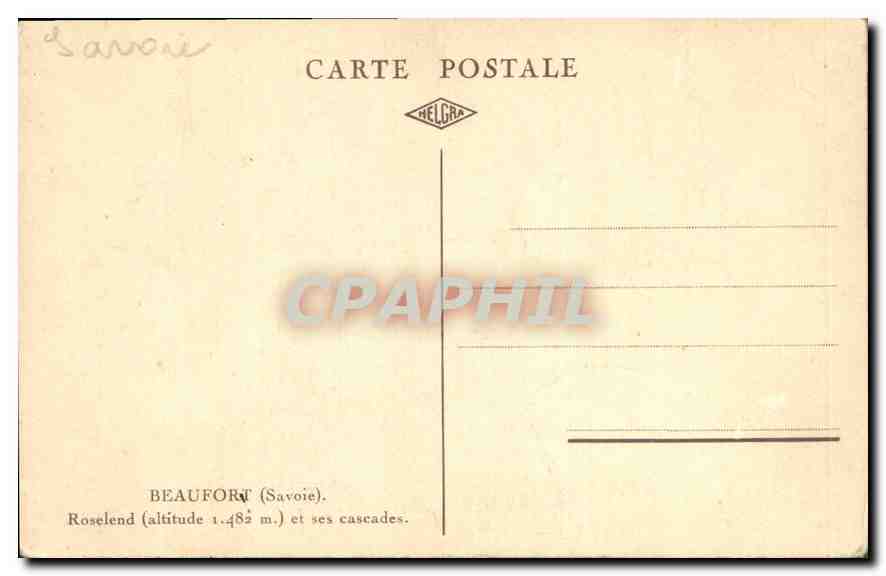 CPA Beaufort Savoie Roselend et ses cascades  — Rückseite