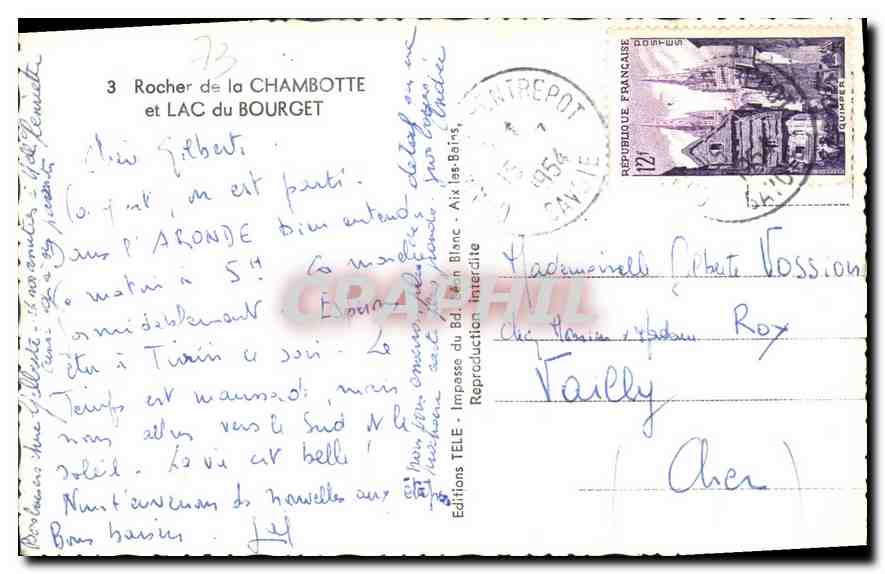 CPA Rocher de la Chambotte et Lac du Bourget  — Verso