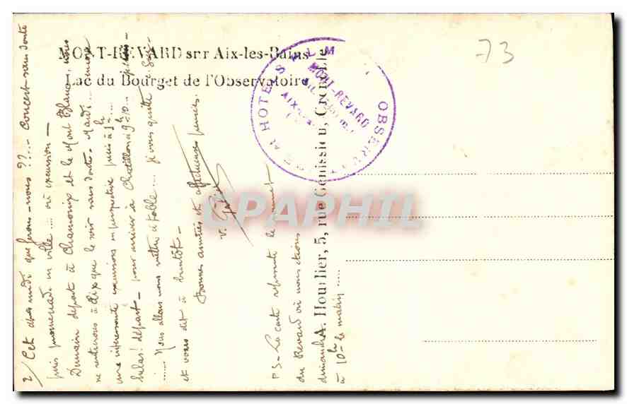CPA Mont Revard sur Aix les Bains Lac du Bourget de l'Observatoir  — Verso
