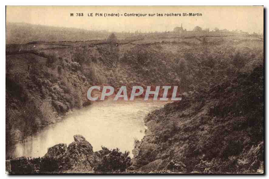 CPA Le Pin Indre Contrejour sur les rochers St Martin 