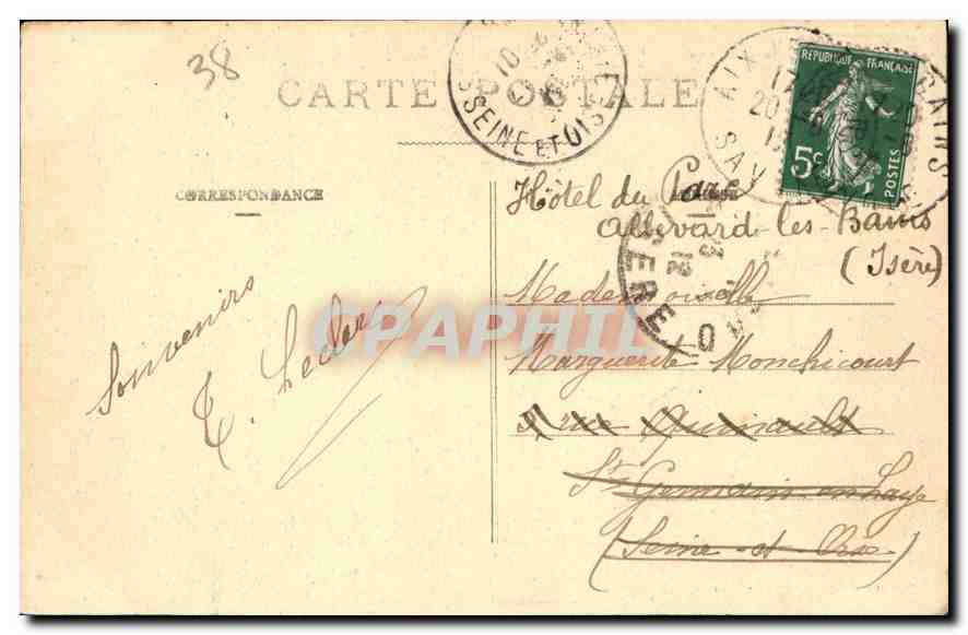 CPA Aix les Bains lac du Bourget Ligne de Paris  — Rückseite