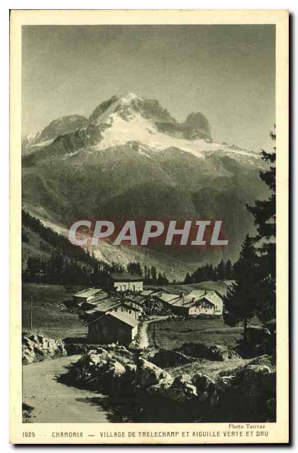 CPA Chamonix Village de Trelechamp et Aiguille Verte et Dru 