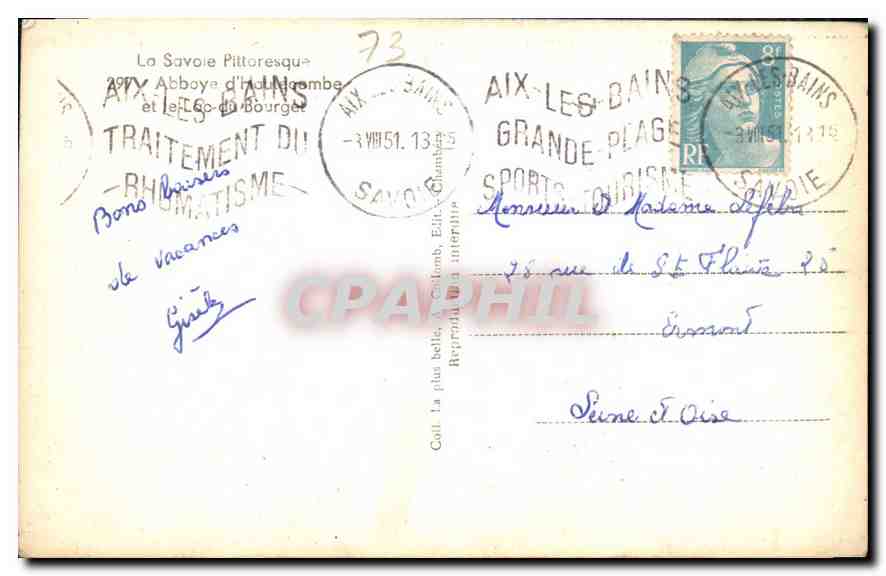 CPA La Savoie Pittoresque Abbaye d'Hautecombe et le Lac du Bourget  — Rückseite