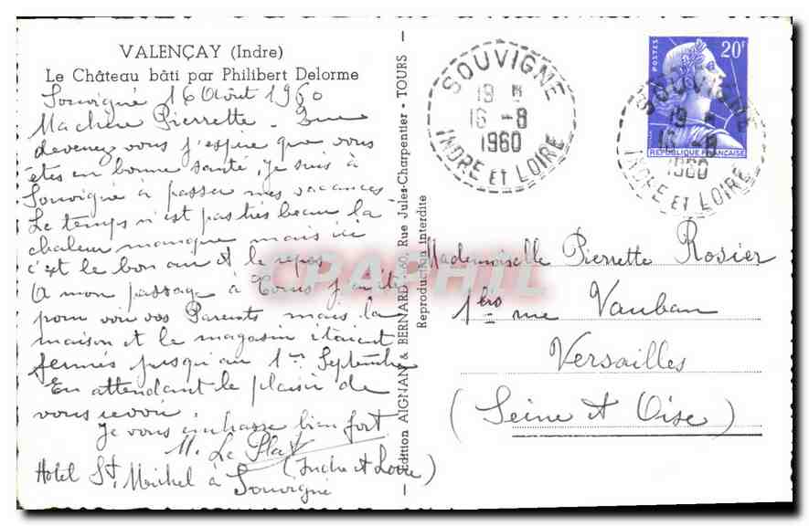 CPA Valencay Indre le Chateau bati par Philibert Delorme  — Rückseite