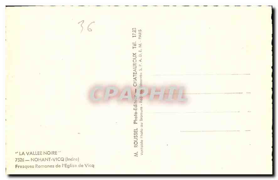 CPA La Vallee Noire Nohant Vicq Indre Fresques Romaines de l'Eglise de Vicq  — Rückseite