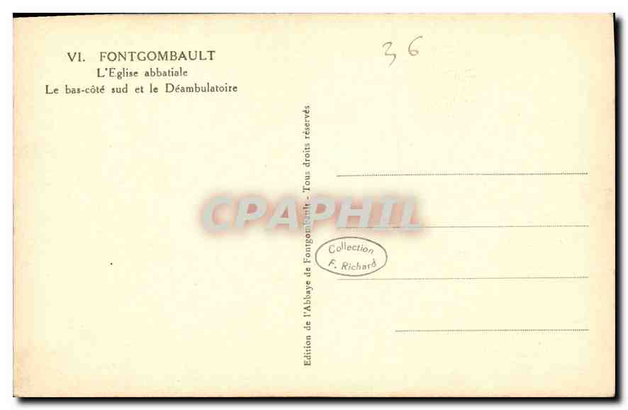 CPA Fontgombault l'eglise abbatiale le Bas Cote Sud et le Deambulatoire  — Rückseite