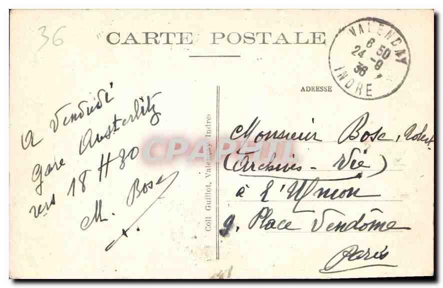 Valençay (Indre) — Le Château — L'Entrée et le Donjon R.D. — Verso