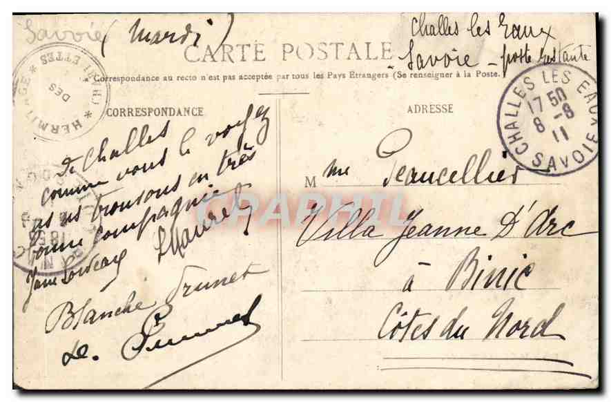 CPA Les Charmettes la Salle a manger  — Back
