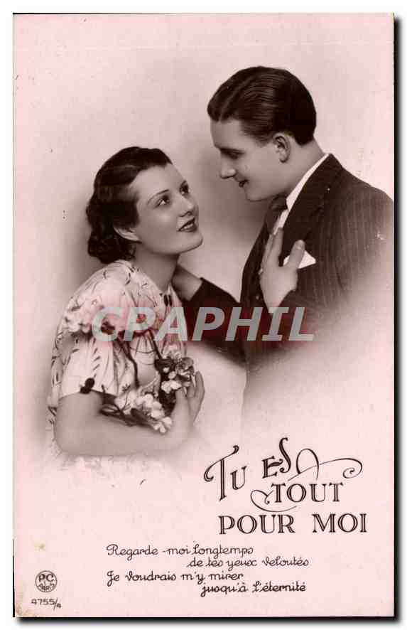 CPA Tu es tout pour Moi regarde moi longtemps de tes yeux veloutes je voudrais m'y mirer jusq'a l'et